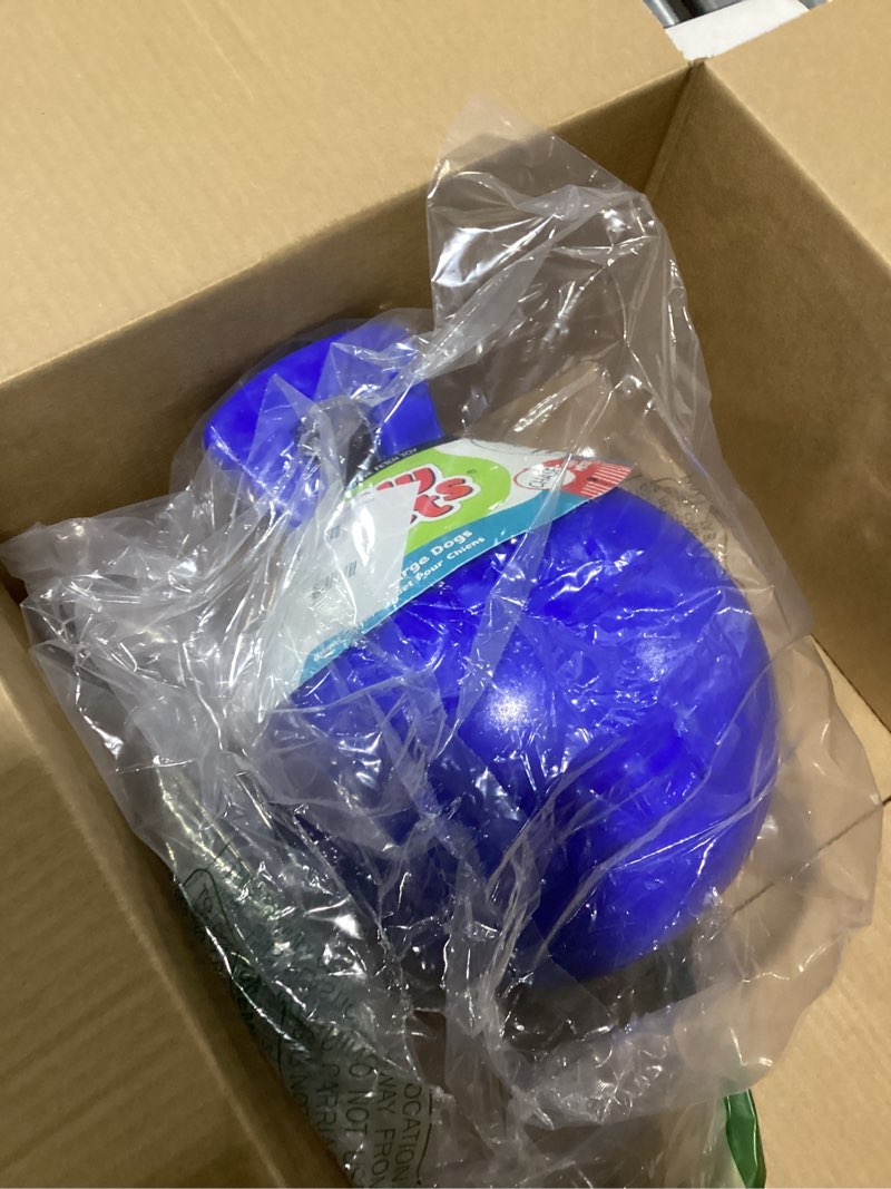 jolly pets tug-n-toss dog toy ball with handle, 8 inches/large, blue