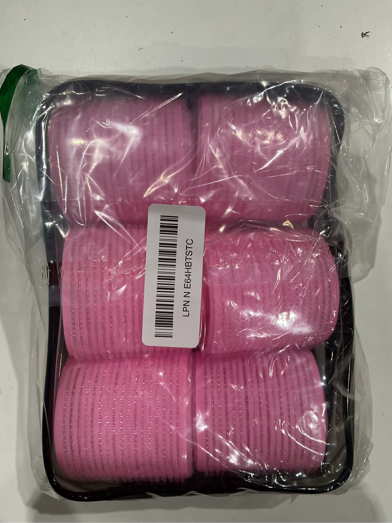 Condition photo showing Good Condition for 4 sizes self-grip hair rollers set for long, short hair and bangs - 50 pcs with clips (25mm, 36mm, 48mm, 60mm), pink