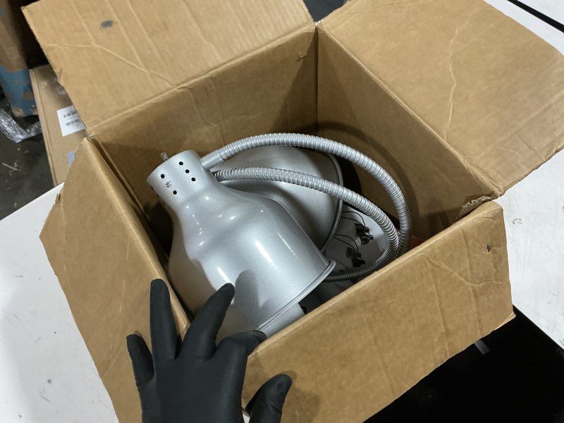 Condition photo showing Good Condition for food heat lamp: [rapid-heating bulbs included] [steady heating] commercial food warmer lamp, electric heat lamp for food catering food warming lamp for buffet parties (painted silver, 32" (2-head)) painted silver 32" (2-head)