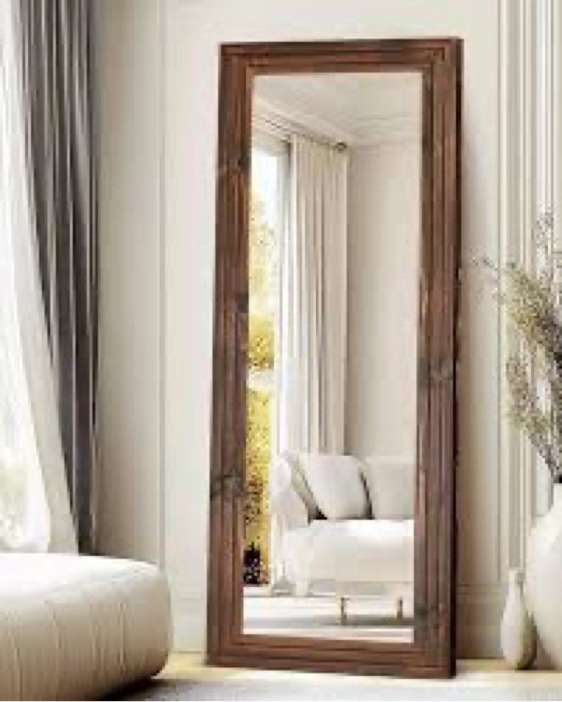 ABSWHLM Full Length Mirror 65"x24" Solid Wood Frame Floor Large Mirror for Living Room, Bedroom Hang