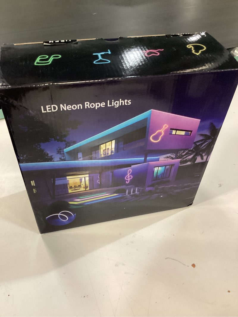 Condition photo showing New/Like New for Fussion 100Ft Led Neon Rope Lights,RGB Led Strip Lights with App/Remote Control Music Sync Gaming Lights Outdoor IP67 Waterproof,Flexible DIY Design for Bedroom,Living Room,Party Decor