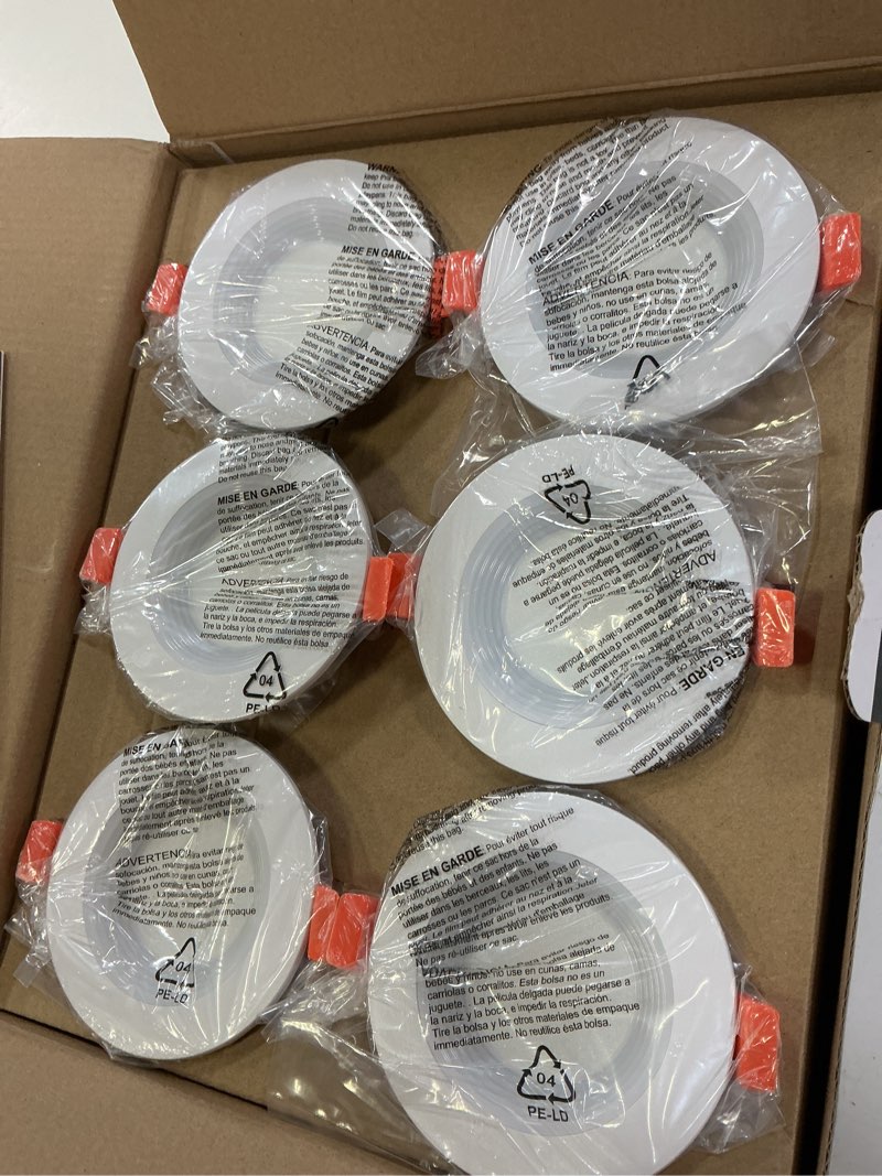 Condition photo showing New/Like New for 3 inch anti-glare recessed led lights with night light, deep baffle downlight, dimmable, 2700k-5000k 5cct selectable, with junction box, canless, 680lm, etl listed, white, 2-pack white 3 inch -2 pack