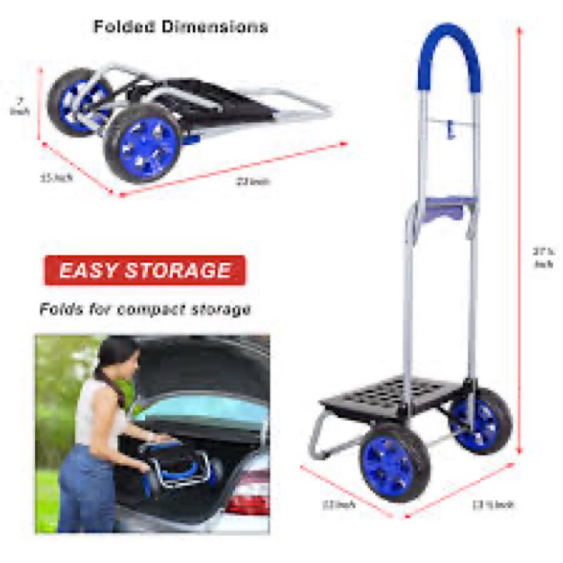 dbest Products Trolley Dolly MM, Blue Handtruck Cart Hardware Garden Utility