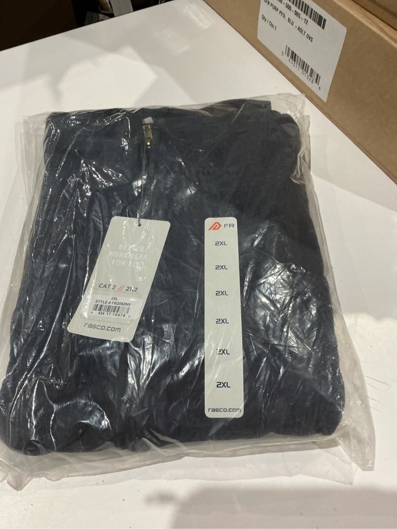 Condition photo showing Good Condition for rasco fr men's fleece zipper hoodie, designed in the usa, front pouch pockets, cat 2, nfpa 2112 xx-large navy