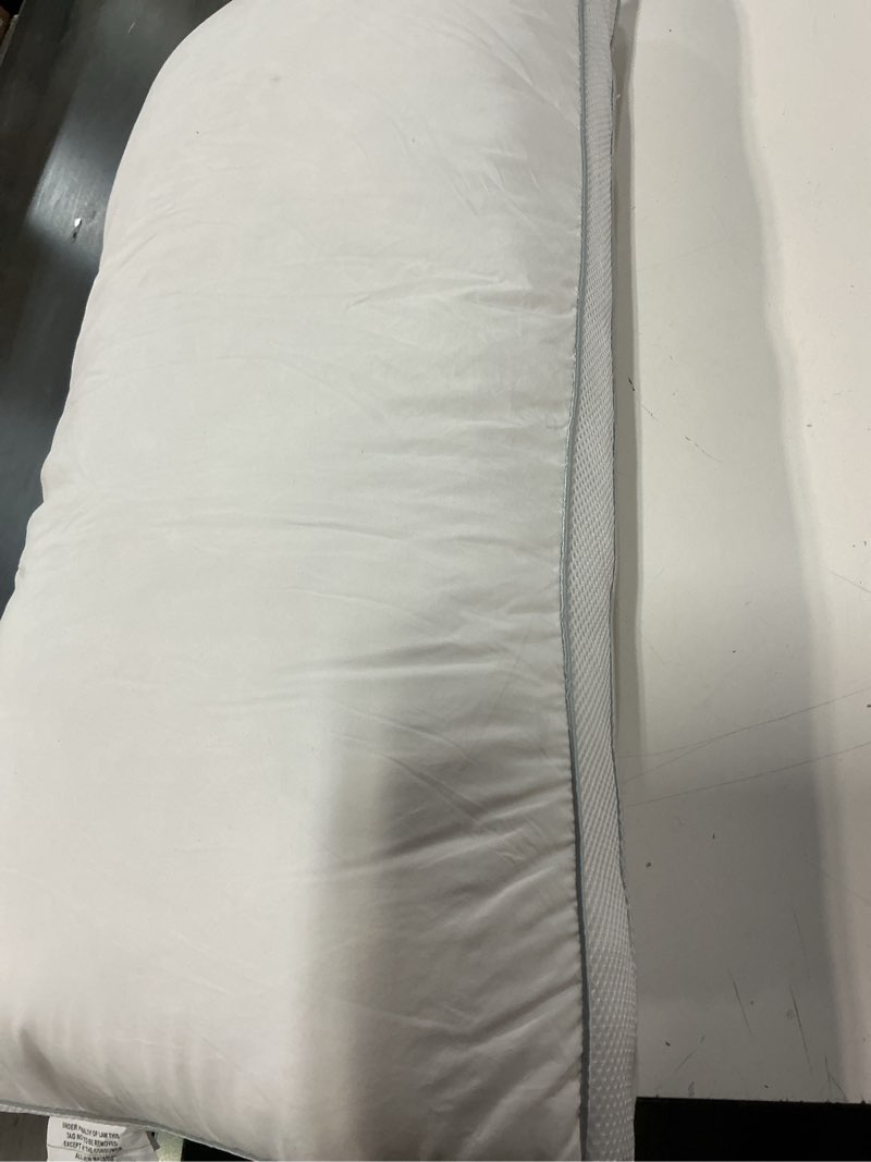 Condition photo showing As Is for ella jayne memory fiber pillow 100% cotton luxurious mesh gusseted king pillow
