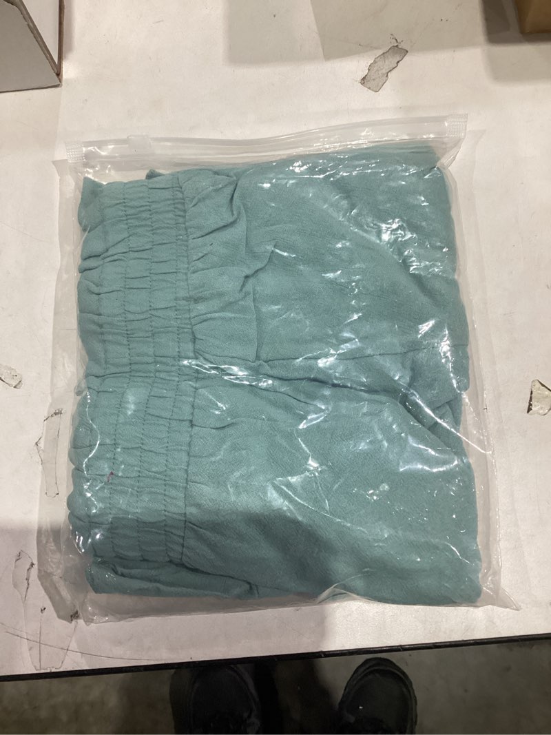 Condition photo showing New/Like New for LETSRUNWILD Women's Mini Skirt Skort Ruffle Trendy Beach Cotton High Waisted Flowy Wrap Shorts for Summer Turquoise Large