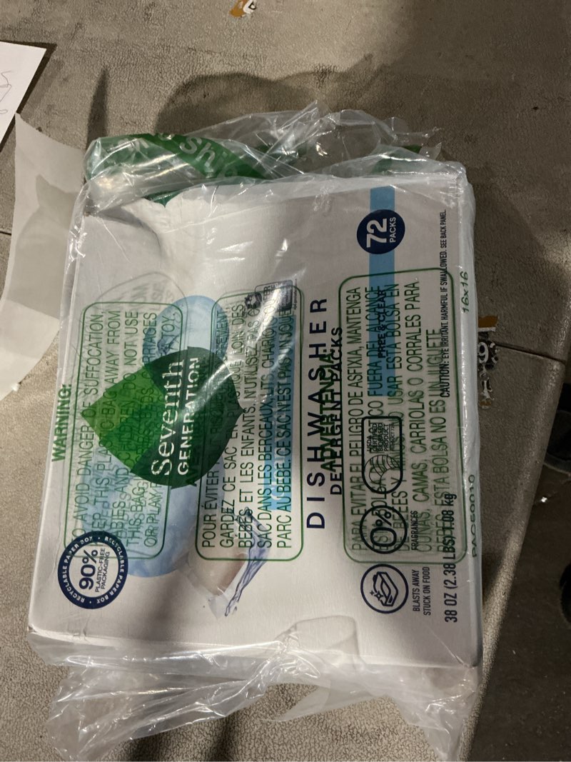 Condition photo showing Good Condition for Seventh Generation Dishwasher Detergent Packs for sparkling dishes Free & Clear Dishwasher Tabs (72 Count) Free & Clear 72 Count (Pack of 1)