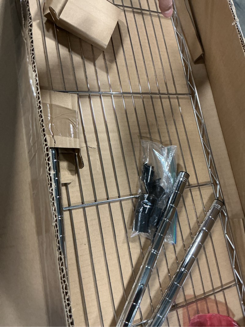 Condition photo showing Good Condition for simple deluxe heavy duty 1-shelf shelving, adjustable storage units, steel organizer wire rack, 29.92" w x 13.78" d x 14.96" h, chrome 1 pack storage units
