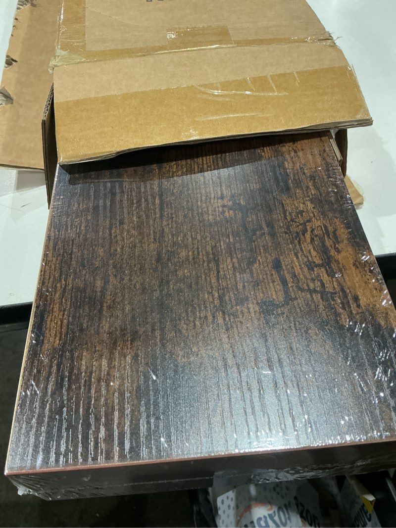 Condition photo showing Good Condition for bayka floating shelves set of 2, 22.5 inches farmhouse rustic wood wall mounted shelves for bathroom, bedroom, living room or kitchen, hanging shelf decor book with 22lbs capacity, rustic brown b. rustic brown - americana farmhouse style 22.5inches