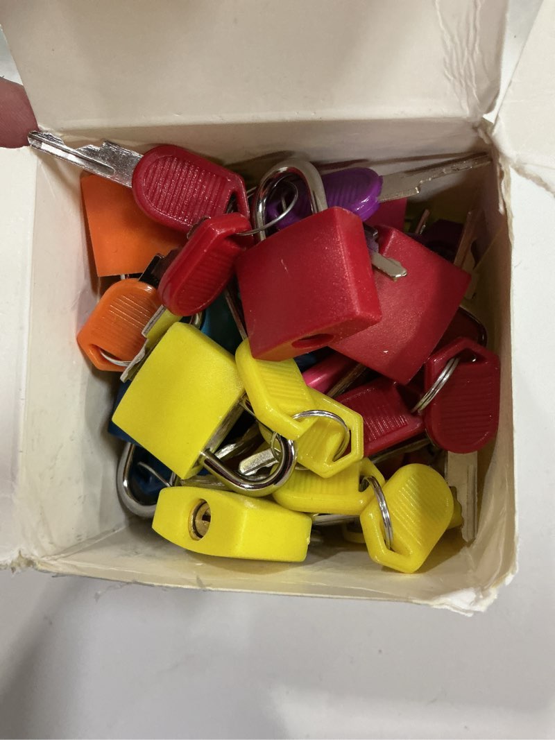 Condition photo showing New/Like New for Hoteam 30 Pcs Suitcase Lock with Keys Mini Suitcase Luggage Locks Multicolor Keyed Small Padlock Plastic Covered Metal Travel for School Gym Classroom Backpack Jewelry Box Matching Game, 10 Color