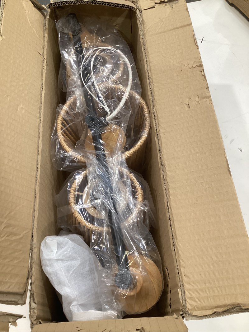 Condition photo showing As Is for boho bathroom vanity light over mirror with rattan woven wicker lampshade rustic bathroom light fixtures for bedroom kitchen hallway