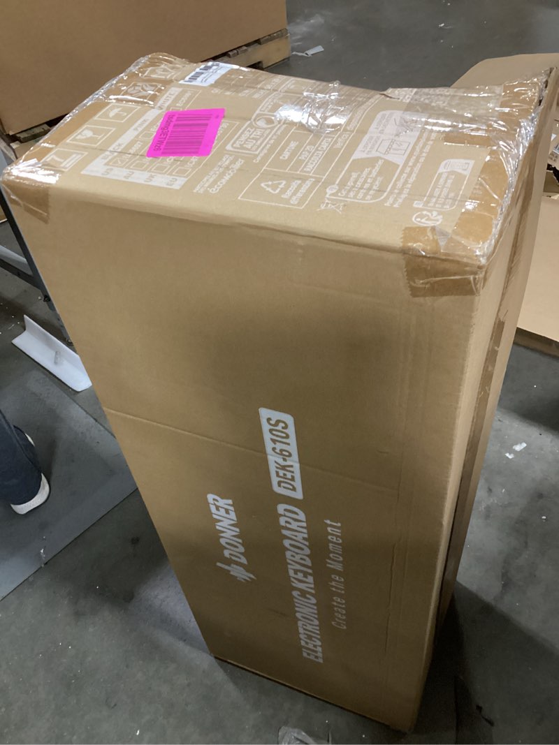 Condition photo showing New/Like New for Donner 61 Key Keyboard Piano, Electric Piano Keyboard Kit with 249 Voices, 249 Rhythms - Includes Piano Stand, Stool, Microphone, Gift for Beginners, Black (DEK-610S) Full Black Kit