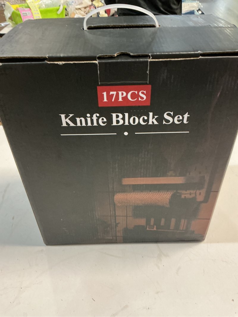 Condition photo showing New/Like New for MSY BIGSUNNY Knife Block Set 17-piece Knife Set with Wooden Block - German Steel Perfect Cutlery Set Gift Block Knives Set 17pcs