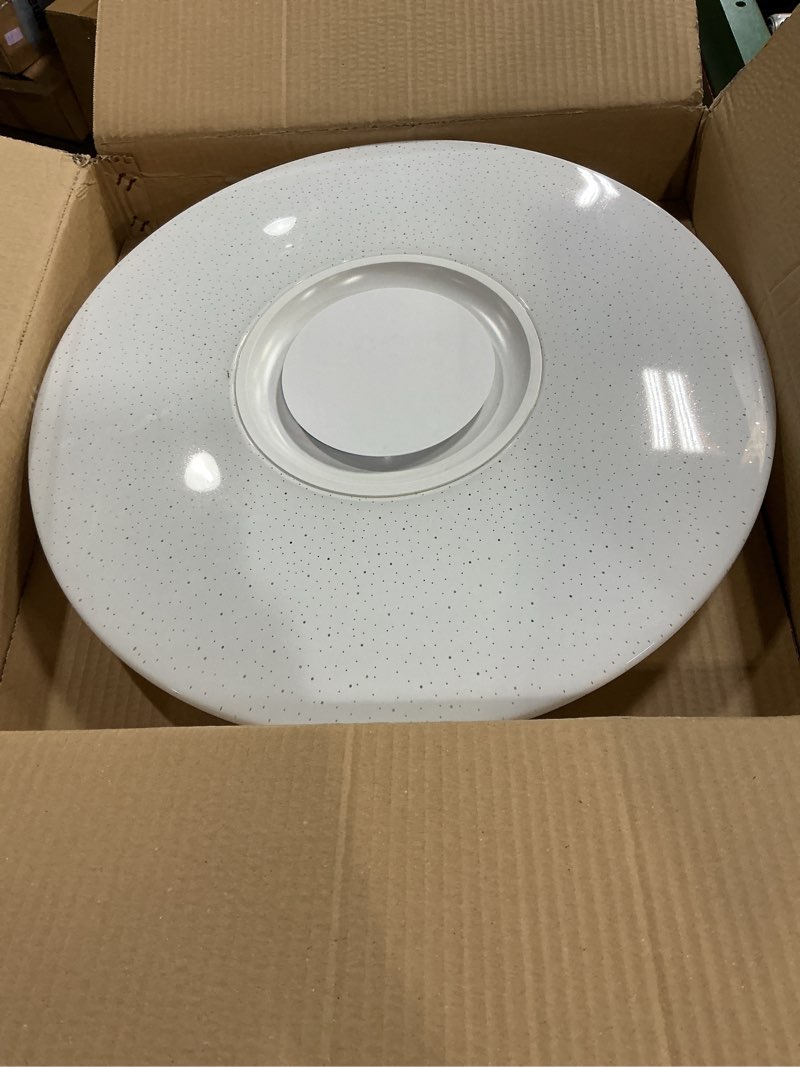 Condition photo showing As Is for HOREVO Led Music Ceiling Light with Bluetooth Speaker 36W 20 inch Multi Functional APP Upgraded Modern Light Fixtures with RGB Color Changing, Family Party Star Lights (Remote Included) 20 inch star Bluetooth