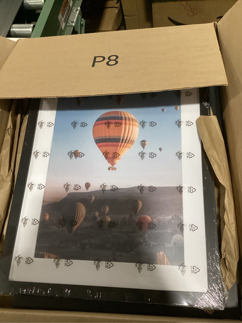 Condition photo showing New/Like New for 14x20 picture frame set of 2 with 11x17 mat, display photo 11x17 with mat or 14 x 20 without mat, wall hanging large 14 by 20 poster frame with plexiglass, 2 pack, black black, 2 pack 14x20 inch