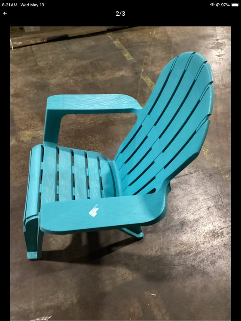 Condition photo showing Good Condition for adams manufacturing realcomfort stackable teal resin frame stationary adirondack chair