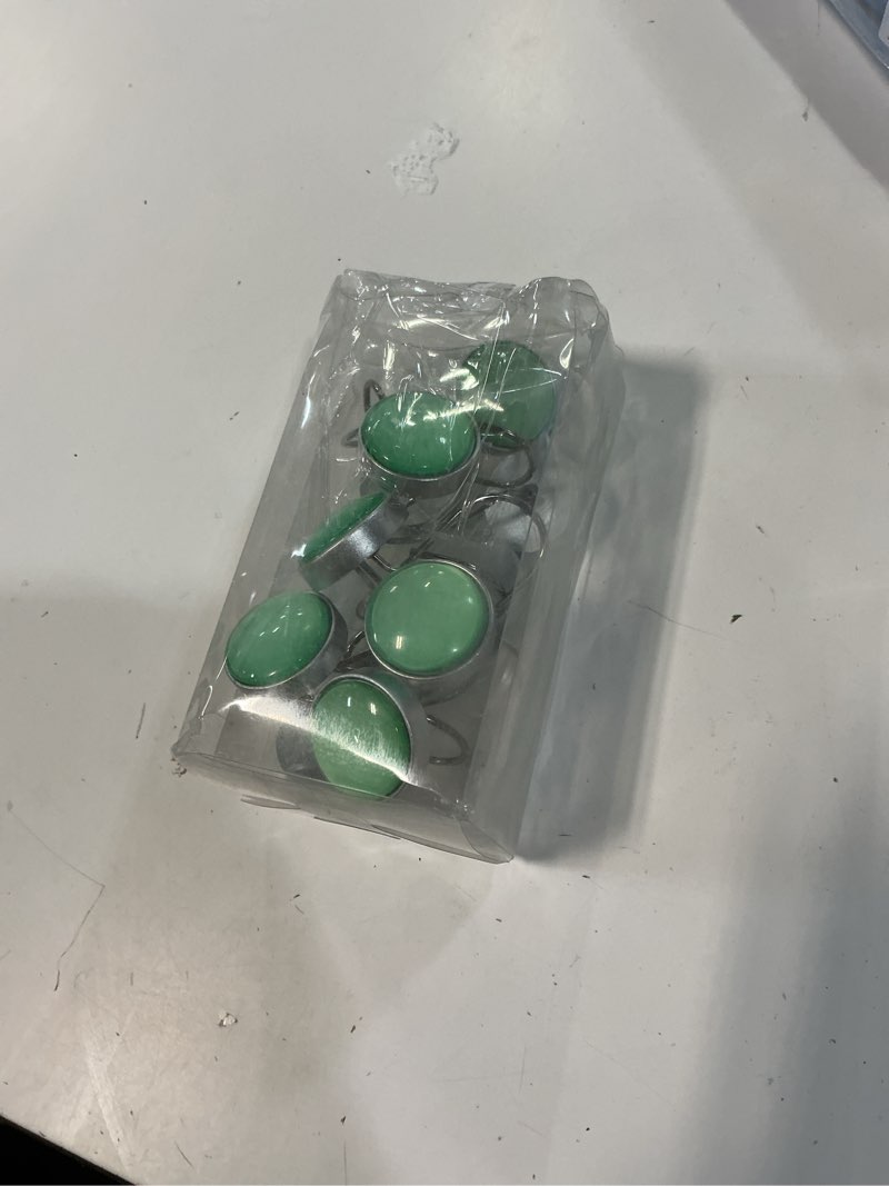 Condition photo showing Good Condition for 12 pcs shower curtain hooks, mint green solid color, decorative resin hooks rings for bathroom shower rods mint green color