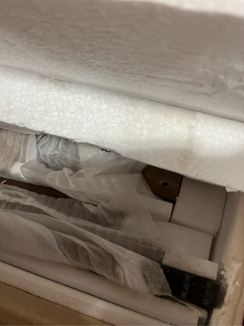 Condition photo showing item condition for SUPERJARE Rattan Console Sofa Table with Outlets and USB-C Port, 3 Drawer Entryway Table with Synthetic Rattan Surface, Open Shelf, Behind Couch Entry Foyer Hallway Storage, Brown Brown 11"D x 47.2"W x 31.5"H