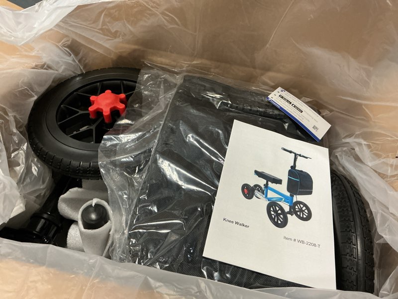 Condition photo showing Good Condition for All Terrain Steerable Knee Scooter Crutch Alternative?Deluxe Medical Scooter Double Handbrake,for Adults Injured Ankle & Foot Recovery Scooter in Black