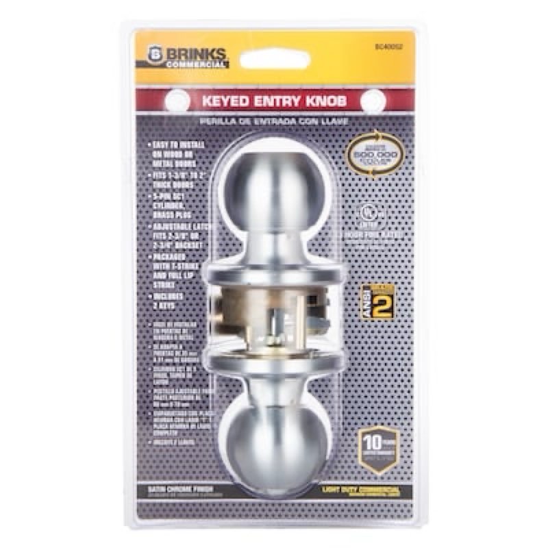 brinks commercial light duty commercial knob satin chrome interior or exterior keyed entry