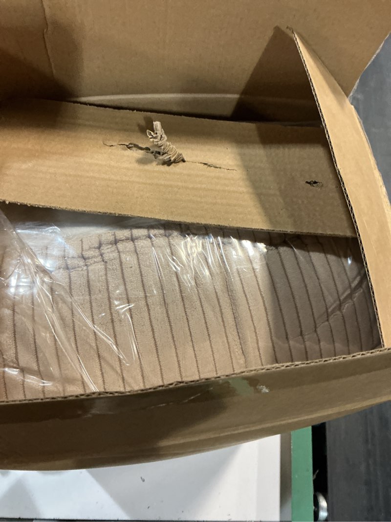Condition photo showing New/Like New for 45 inches donut dog bed for extra large dogs,calming round pet bed with removable & washable cover, plush faux fur & corduroy, fits up to 100 lbs pets(brown,xl) 45.0"l x45.0"w x10"th brown - corduroy