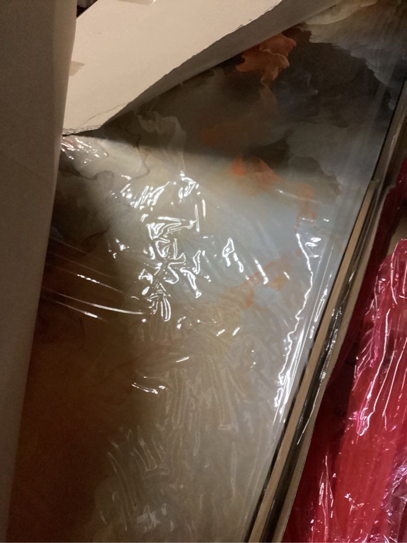 Condition photo showing As Is for VHMING Abstract Wall Art Framed Ready to Hang Home Decor Orange White Artwork Wall Art Prints Canvas Painting Large Size for Living Room Bedroom Office Decoration 30"x60" 30"L x 60"W Orange