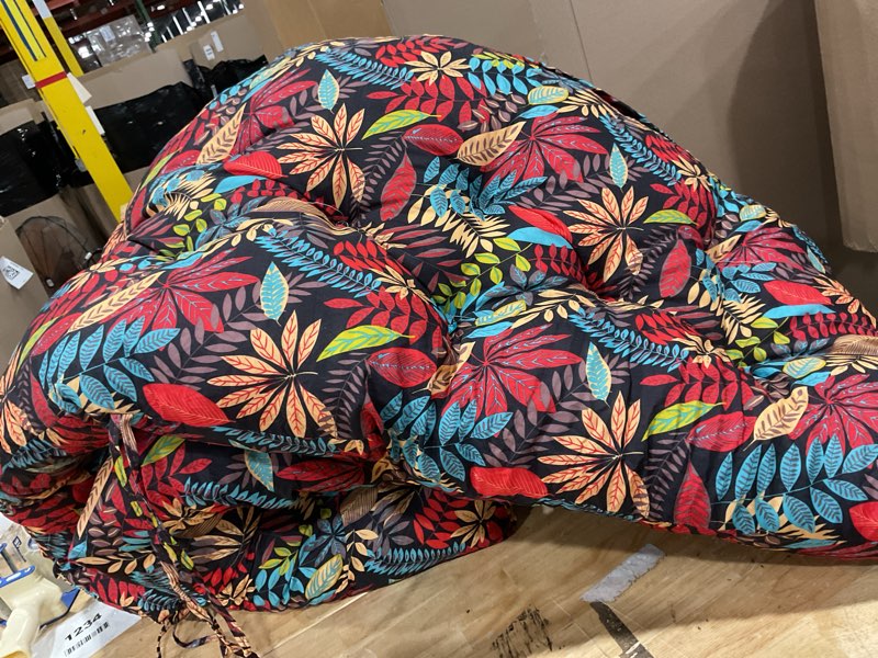 Condition photo showing Good Condition for porch swing cushions outdoor  waterproof extra thick  swing cushions replacement with backrest and ties for outdoor furniture porch patio garden lawn (floral pattern) floral pattern 40x40x5inch