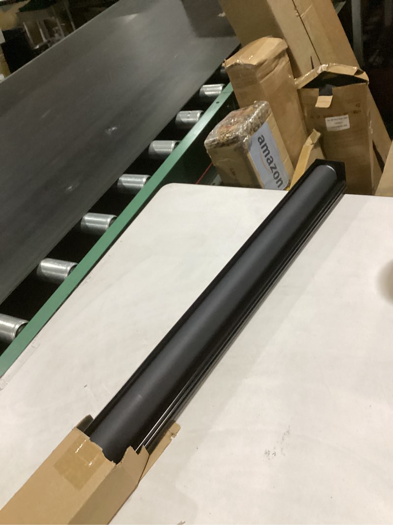 Condition photo showing As Is for **no hardware**chrisdowa cordless blackout roller shades for windows, striped free-stop window blinds with privacy, thermal insulated window shades for home, office and door. black, 32\" w x 72\" h 32\"w x 72\"h black