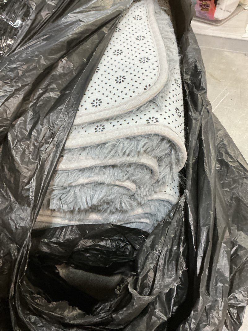 Condition photo showing As Is for Andecor Soft Fluffy Bedroom Rugs, 4 x 6 Feet Indoor Shaggy Plush Area Rug for Boys Girls Kids Baby College Dorm Living Room Home Decor Floor Carpet, Grey 4' x 6' (Rectangular) Grey