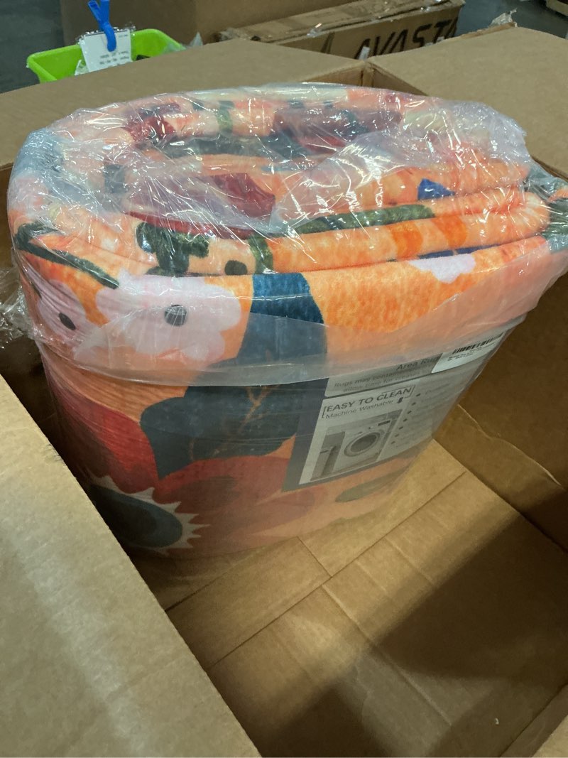 Condition photo showing New/Like New for releany floral nursery 8x10 area rugs washable print boho cute carpet non slip flower low pile for living room kids girls playroom bedroom kitchen office farmhouse-yellow/orange yellow/orange 8' x 10' (rectangular)