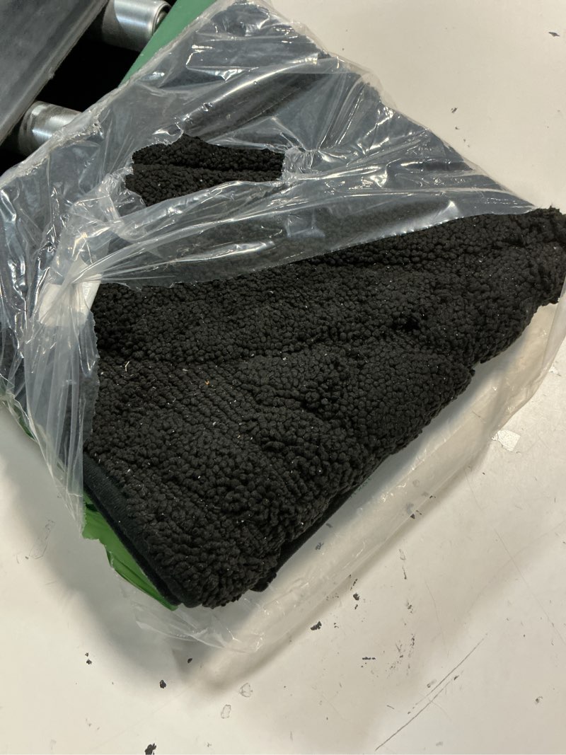 Condition photo showing As Is for dexi bathroom rugs 43x24, extra soft absorbent bath mat, non slip bathmat for bathroom floor, machine washable rugs for shower floor, black black-wave 43" x 24" (rectangular)