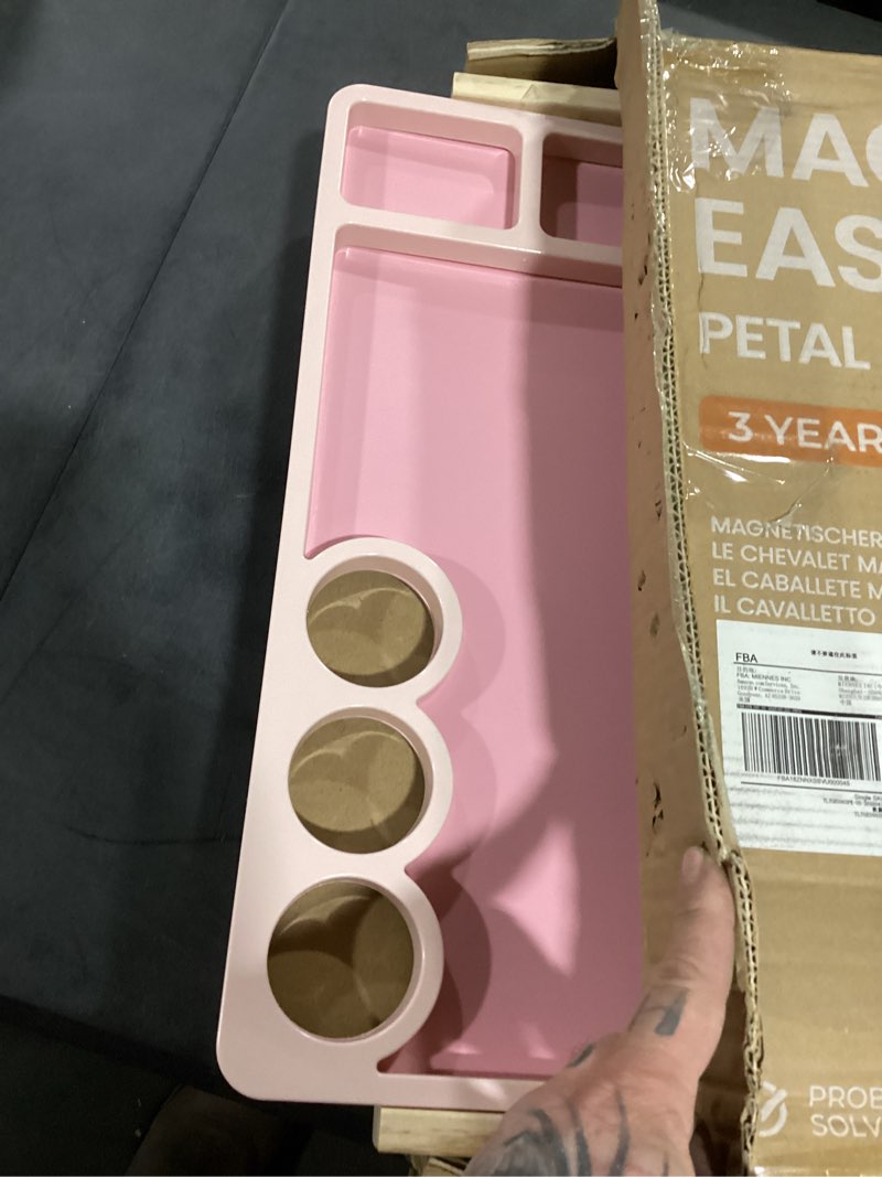 Condition photo showing Good Condition for tiny land easel for kids, double-sided magnetic easel with drawing accessories, adjustable wooden kids art easel with paper roll, learning-toy for 3,4,5,6,7,8 years old boy & girls pink