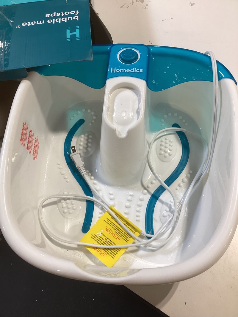Condition photo showing Good Condition for homedics bubble mate heated foot spa bubble foot massager with raised massage nodes and removable pumice stone