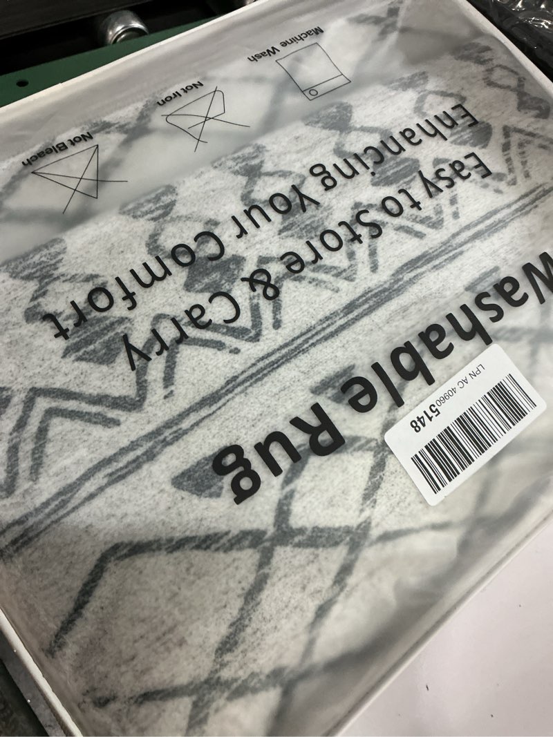 Condition photo showing Good Condition for (Similar)Beige Area Rug 5x7 Washable Vintage Carpet for Living Room Office Soft Retro Low Pile Thin Indoor Rug Non Slip Oriental Medallion Floor Cover for Bedroom Dining Room 5' x 7' (Rectangular) Beige