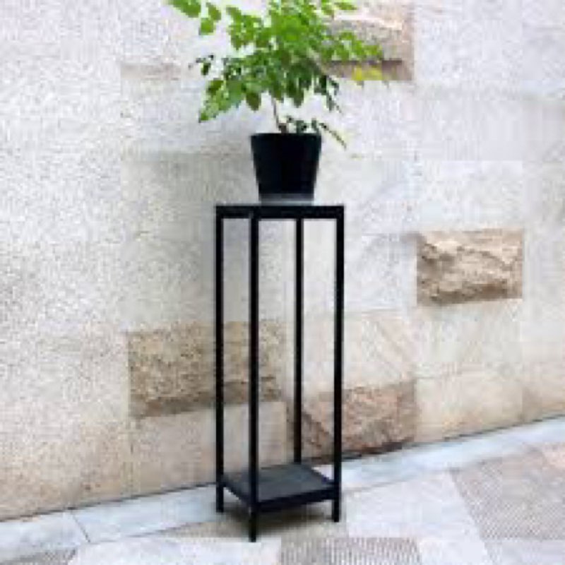 zhongma 2 tier 39.5\\\\\\\" tall plant stand with slate top square flower shelf for balcony, home, garden, backyard patio with adjustable leveling feet