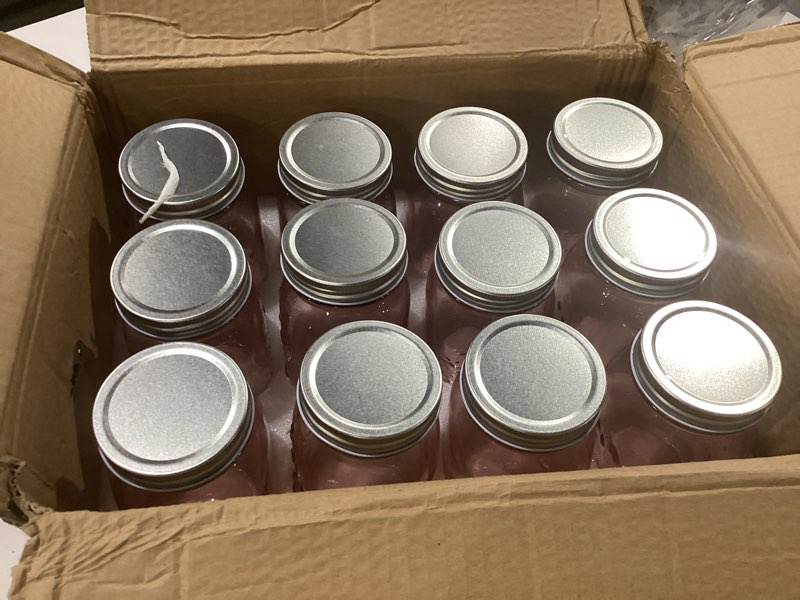 Condition photo showing New/Like New for amzcku 16 oz rose pink mason jars with lids, 12 pack regular mouth quart canning jar, safe for storage, canning, pickling, preserving, fermenting, diy crafts & decor pink16oz 12pack