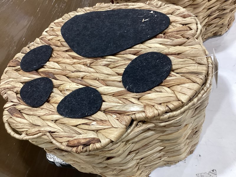 Condition photo showing Good Condition for otterpets toy storage for pets - small paw shape basket - water hyacinth handmade - dog and cat toy bin organizer…