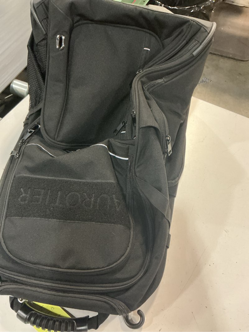 Condition photo showing Good Condition for aurotier rolling baseball bag with wheels, large all-terrain wheeled softball bag holds 4 bats, water-resistant baseball roller backpack with shoe compartment and fence hooks for players and coaches black