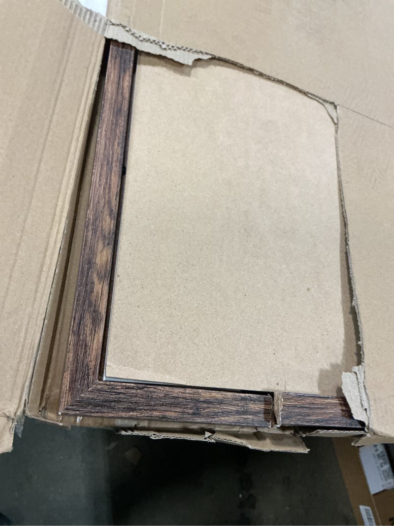 Condition photo showing As Is for bescrcl 19.7x27.6 picture frame brown, poster frames wall hanging, display pictures 19.7 x 27.6 without mat, 1 pack brown 19.7x27.6
