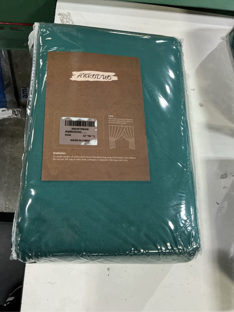 Condition photo showing New/Like New for anroduo dark green velvet curtains 96 inches long blackout thermal insulated soundproof curtain privacy room darkening curtains grommet window drapes for bedroom living room set of 2 dark green 52"w x 96"l (pack of 2)