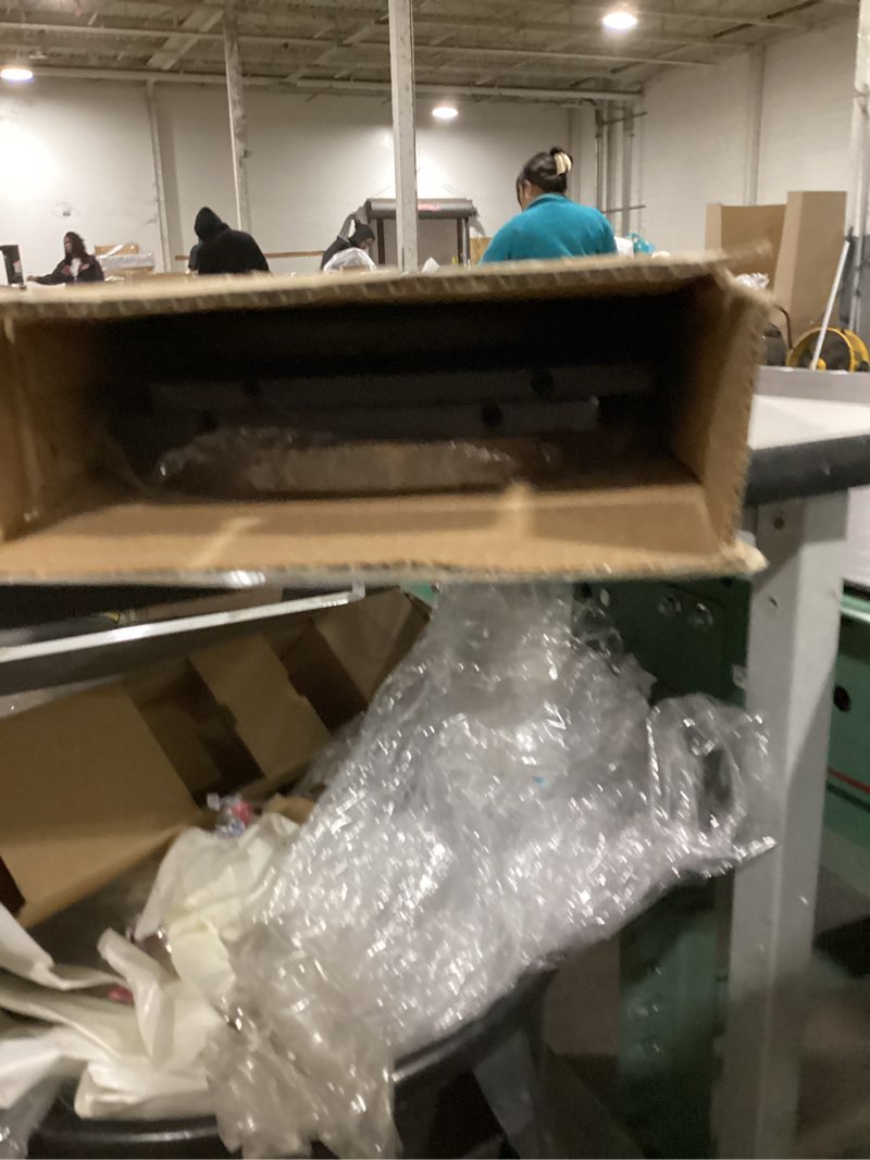 Condition photo showing New/Like New for MyGift Modern Side Table Oval-Shaped Rustic Burnt Wood Tabletop and Black Metal Frame Small Living Room Accent End Table with Magazine Sling Holder Pouch