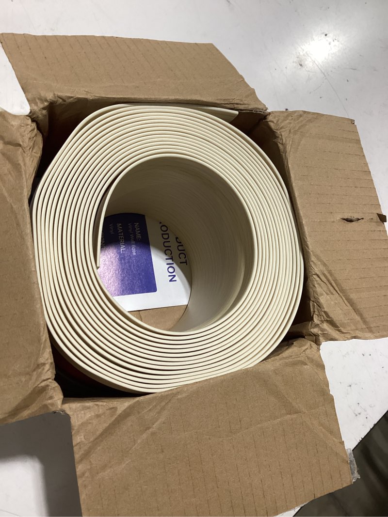 Condition photo showing Good Condition for vinyl wall base baseboard molding trim 4" flexible self adhesive rubber wall base moulding trim peel and stick design, 4 inch x 20 feet, beige wood grain 4in x 20ft beige wood grain