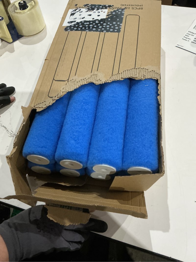 Condition photo showing Good Condition for voomey 18 inch paint roller, 8 pack spiral crimped polyester fiber large paint roller covers, professional 18in rollers for painting walls & ceilings, interior & exterior use 18inch 8pcs(blue)