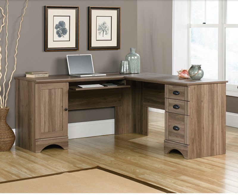 ( incomplete/ box 2 of 2/ similar colors) Home Office L-Shaped Desk in Salt Oak