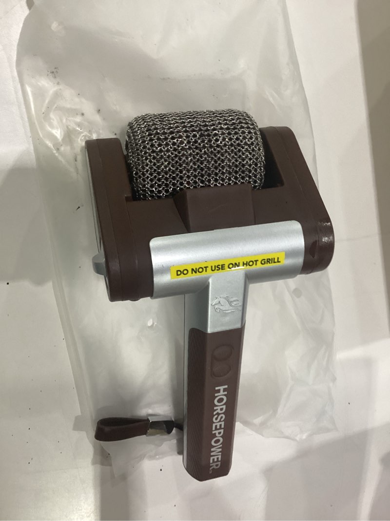 Condition photo showing New/Like New for horsepower giddy up grill cleaner, cordless rechargeable, as seen on tv | led light, rechargeable, 304 stainless power steel roller, up to 350 rpm, no bristles, no preheating, blasts burnt-on food regular battery life