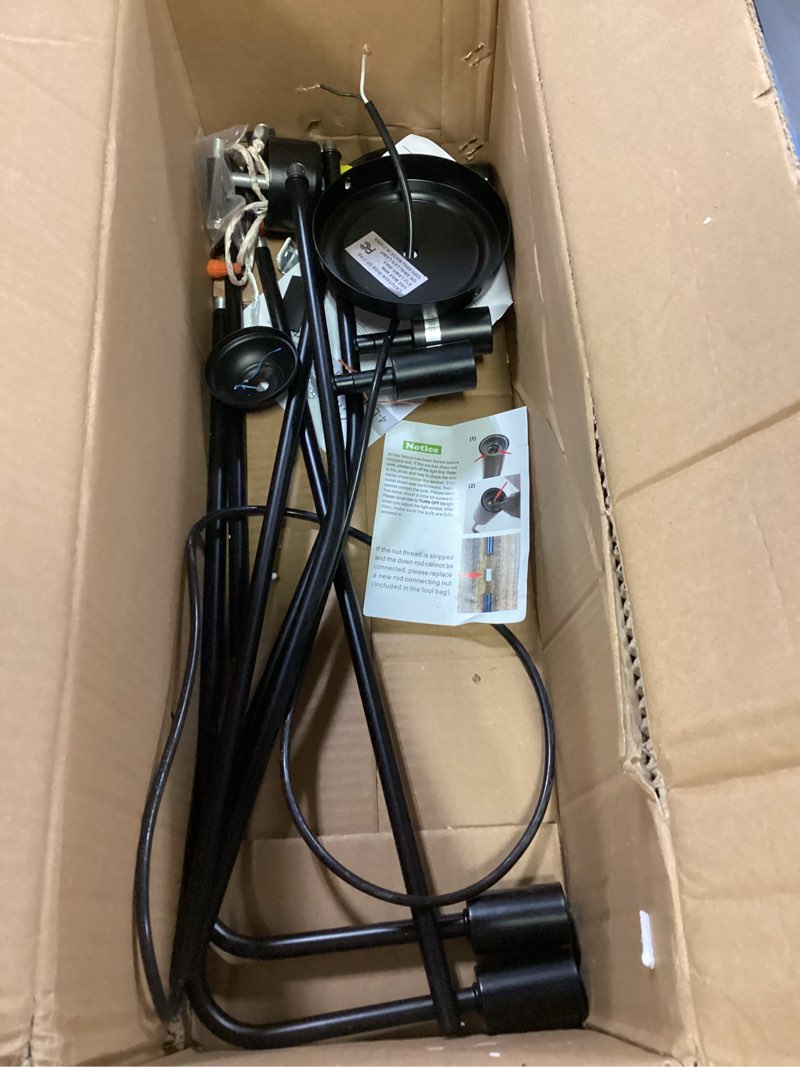 Condition photo showing Good Condition for Electro bp;47" W 4-Light Linear Kitchen Island Lighting Fixture Classic Chandeliers Matt Black with White Linen Shades for Dining Room,E12,160W; Black/White Shade