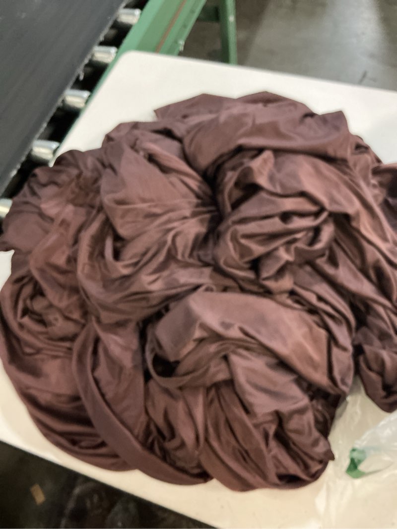 Condition photo showing As Is for brown backdrop curtains for parties, wrinkle free 4 panels photo backdrop drapes back drop cloth for wedding birthday photography background decor 5ft×12ft_2 panels brown