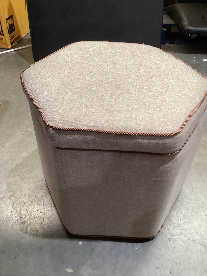 Condition photo showing Good Condition for storage ottoman with twisted piping detail brown linen - threshold™ designed with studio mcgee