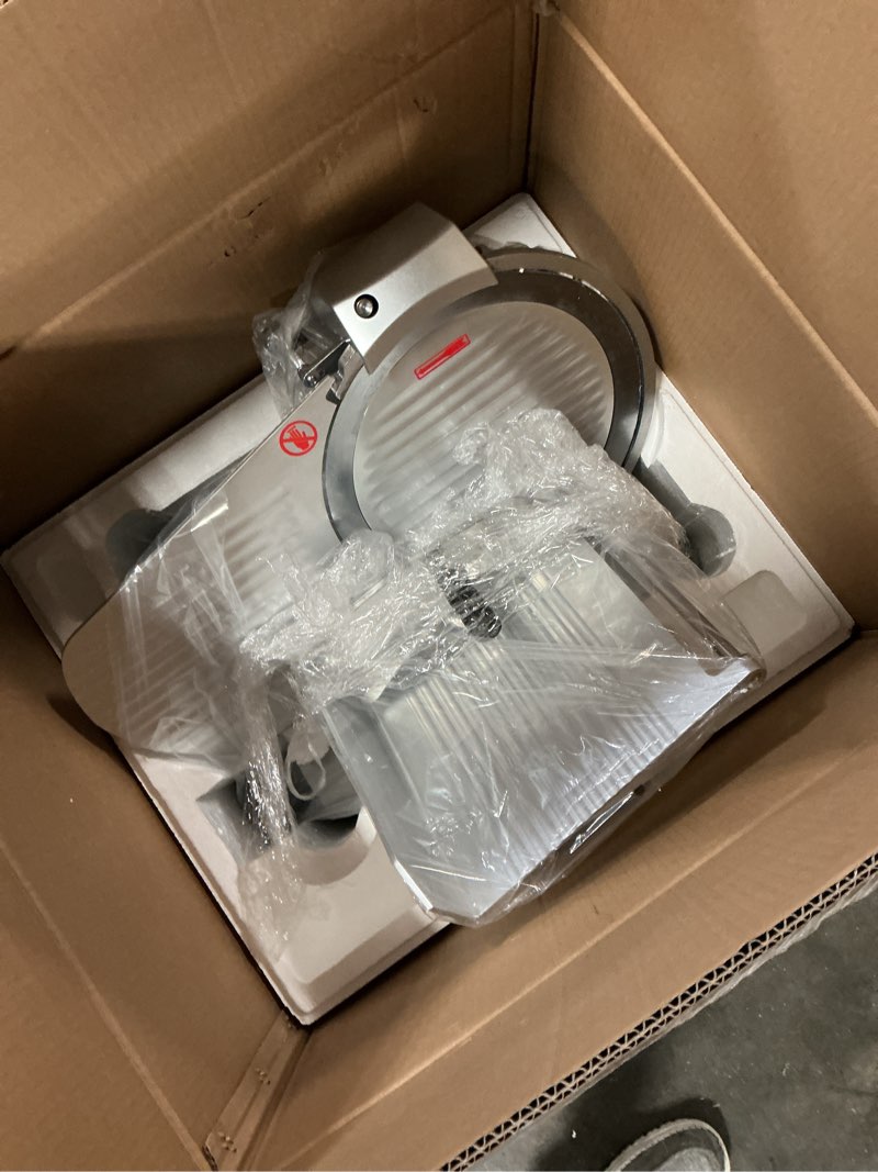 Condition photo showing Good Condition for commercial meat slicer 10 inch electric food slicer frozen meat | 240w deli slicer meat cutter, carbon steel blade, 0-12mm adjustable thickness, semi-auto meat slicer machine for home use