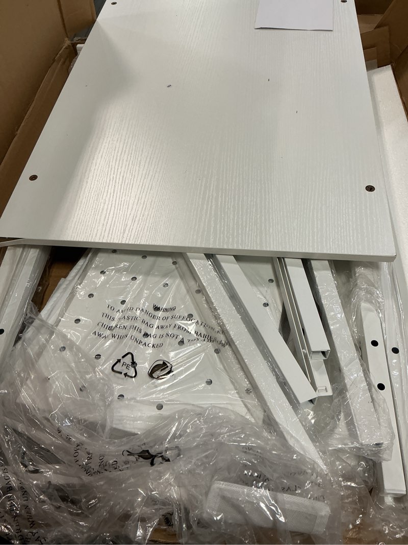 Condition photo showing Good Condition for Lufeiya White Small Desk with Drawers - 40 Inch Computer Desk for Small Space Home Office, Modern Simple Study Writing Table PC Desks 40 inch White